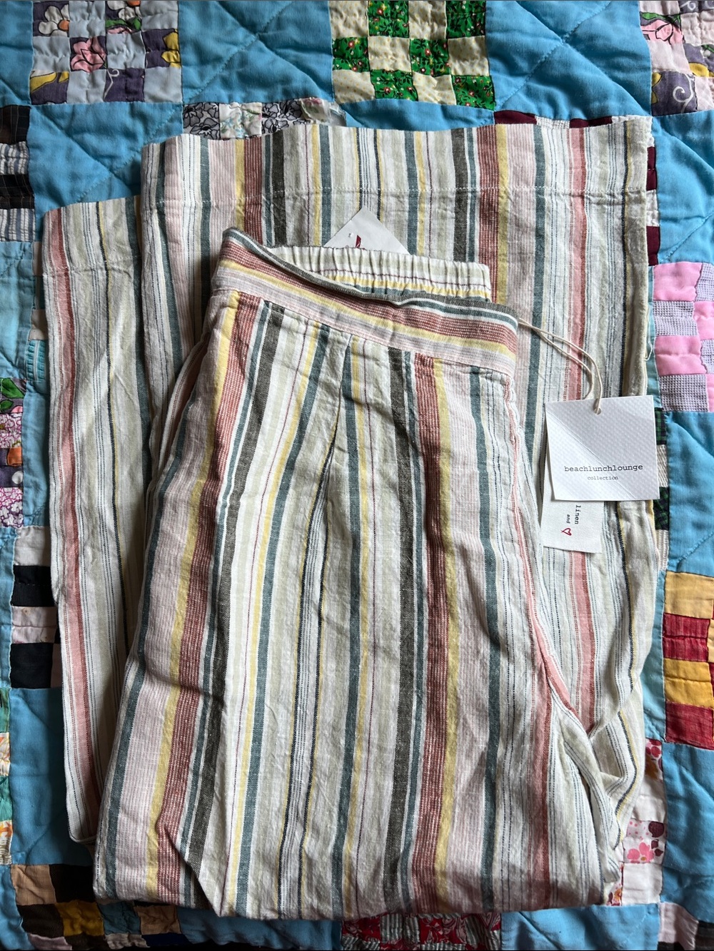 BeachLunchLounge Linen Blend Striped Pull-On Shorts - Multicolor - Picture 6 of 6